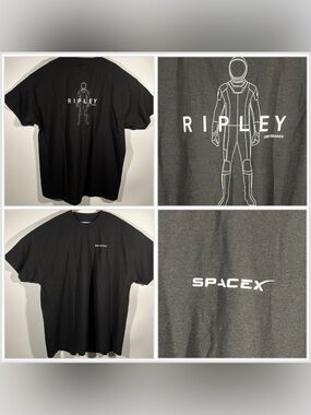 SpaceX Ripley Crew Dragon Shirt SpaceX Black NASA Astronaut Tee Cotton Size 3XL